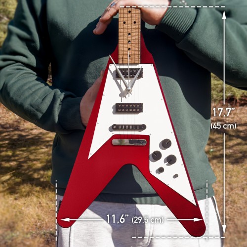 V Kasa Elektro Gitar Tasarımlı Duvar Saati
