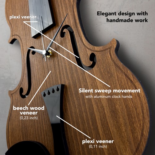 Keman Tasarımlı Duvar Saati 