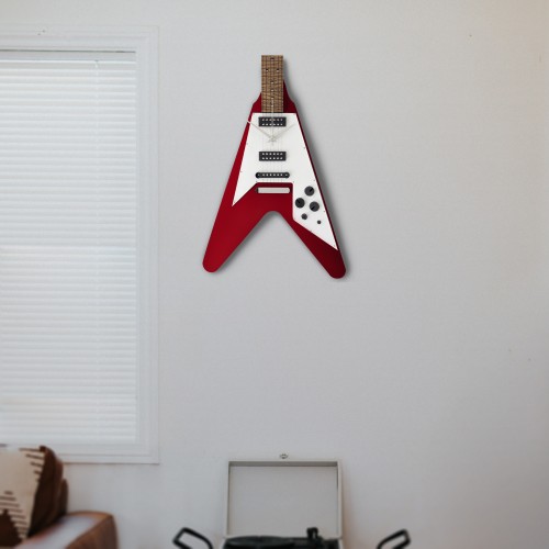 V Kasa Elektro Gitar Tasarımlı Duvar Saati