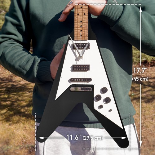V Kasa Elektro Gitar Tasarımlı Duvar Saati