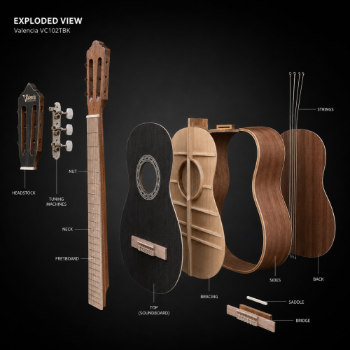 Valencia VC354BK Siyah Klasik Gitar